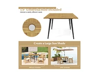 Slickblue 4-Person Acacia Wood Outdoor Dining Table for Garden Poolside and Backyard