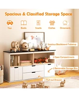 Slickblue Kids Toy Storage Organizer with Blackboard Top-4-Drawer