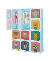 Slickblue 12 Cube Kids Wardrobe Closet with Hanging Section and Doors