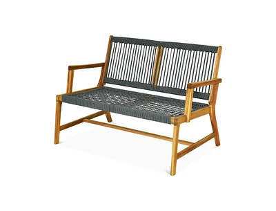 Slickblue 2-Person Acacia Wood Yard Bench for Balcony and Patio