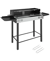 Outsunny Bbq Rotisserie Grill, Charcoal Split Roaster,