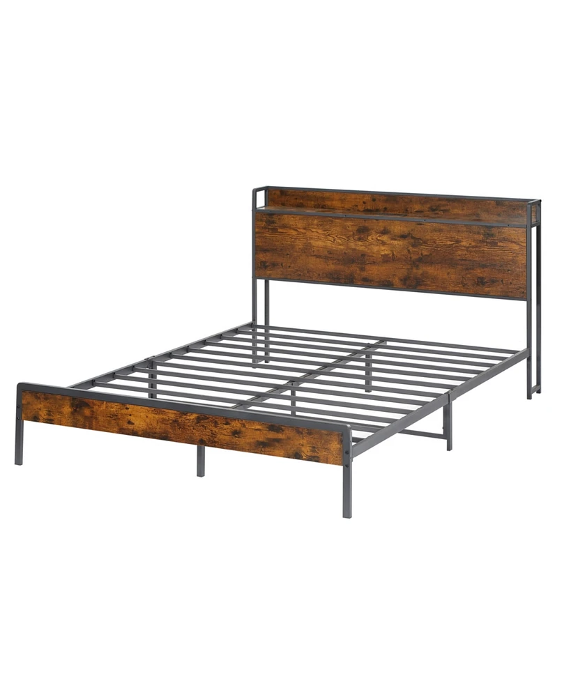 Streamdale Furniture Bed Frame With Charging Station Queen Size, 87.80" L X 61.80" W X 39.2" H