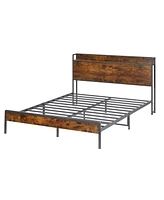 Streamdale Furniture Bed Frame With Charging Station Queen Size, 87.80" L X 61.80" W X 39.2" H