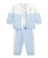 Guess Baby Boy Long Sleeve Bodysuit, Zip Top, and Pant Set