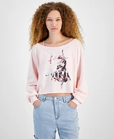 Self Esteem Juniors' Off-The-Shoulder New York Ballet Graphic Fleece Sweatshirt