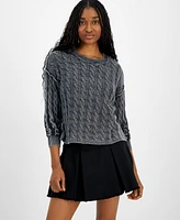 Hooked Up by Iot Juniors' Cable-Knit Long-Sleeve Sweater