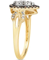 Le Vian Nude Diamond & Chocolate Diamond Pear Halo Ring (1/2 ct. t.w.) in 14k Two-Tone Gold