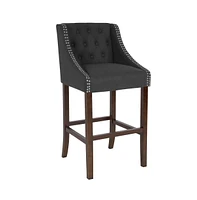 Merrick Lane Hadleigh Upholstered Barstool 30" High Transitional Tufted With Accent Nail Trim