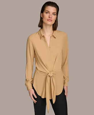 Donna Karan Women's Long-Sleeve Tie-Waist Top