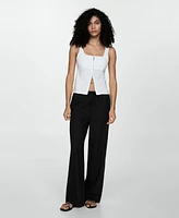 Mango Women's 100% Linen Straight Pants