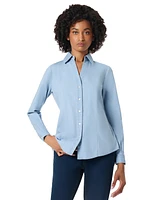 Jones New York Women's Long Sleeve Y-Neck Button Down Blouse