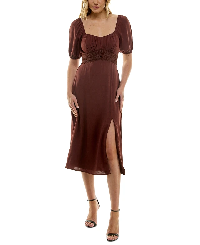 Trixxi Juniors' Crochet-Trim Tie-Back Midi Dress | Connecticut Post Mall