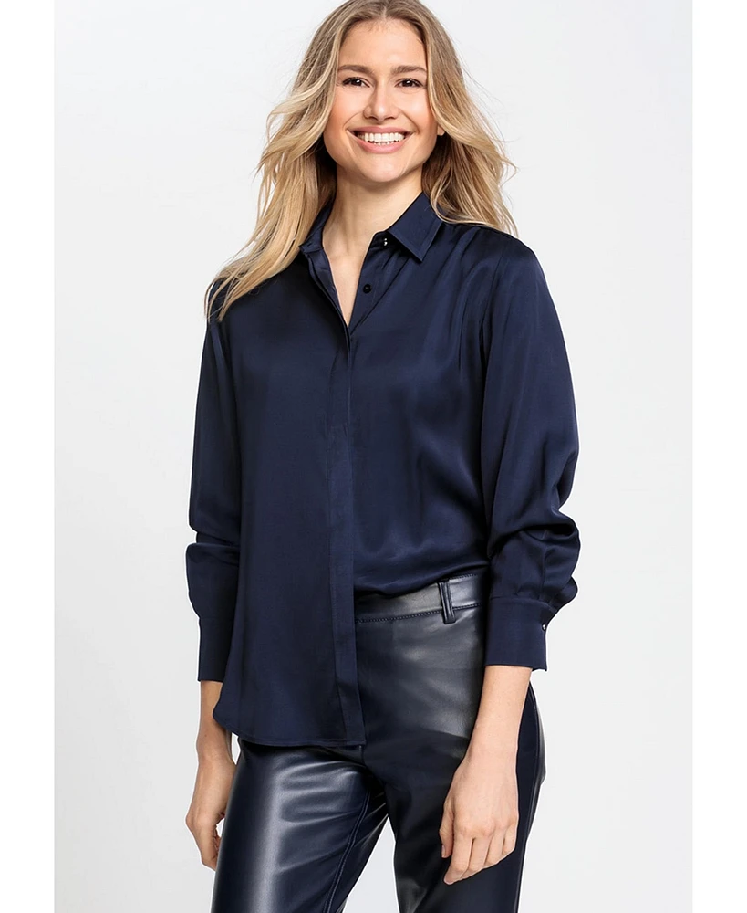 Olsen Women's Long Sleeve Satin Effect Shirt