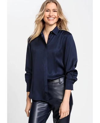 Olsen Women's Long Sleeve Satin Effect Shirt