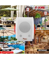5 Core Outdoor Speakers Stereo In Wall Speaker Pair 100W Peak Passive Outside Surface Mount Wired Waterproof Patio House Garage Indoor Exterior Audio