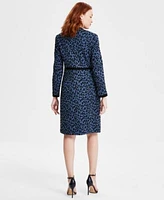 Kasper Womens Leopard Print Topper Jacket Sheath Dress