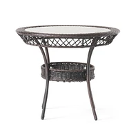 Gaviota 34" Round Wicker Outdoor Dining Table - No Assembly