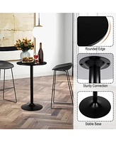 Slickblue 24 Inch Modern Style Round Cocktail Table with Metal Base and Mdf Top