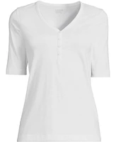 Lands' End Women's Supima Cotton Henley T-Shirt
