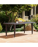 Simplie Fun Classic Iron & Wicker Outdoor Dining Table for 7