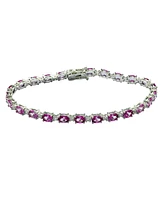 Suzy Levian New York Pink Sapphire & Lab-Grown White Sapphire Oval-cut Tennis Bracelet in Sterling Silver