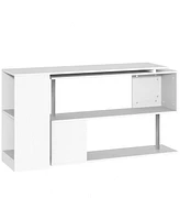 Homcom Rotating Corner Table Shelf Combo L-Shaped I-Shape Computer Home Office, White