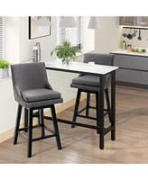 Homcom 28" Set of 2 Upholstered Swivel Bar Height Dining Room Chairs w/ Footrest