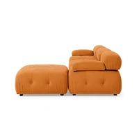 Orange Velvet Modular L-Shaped Sectional Sofa