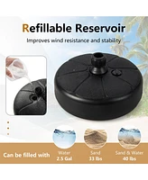 Gymax Patio Fillable Round Umbrella Base Stand Fit Pole 1.5'' Holder 40 lbs Outdoor