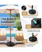 Gymax Patio Fillable Round Umbrella Base Stand Fit Pole 1.5'' Holder 40 lbs Outdoor