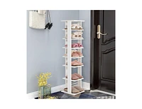 Slickblue 7-Tier Slim Wooden Vertical Shoe Rack for Entryway-White