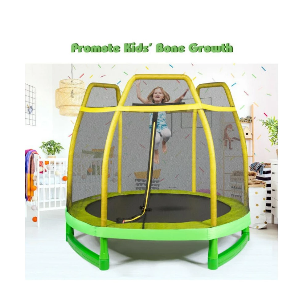 Slickblue 7 Feet Kids Trampoline with Safety Enclosure Net