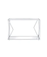 Simplie Fun Virtue Sofa Table, Clear Glass & Chrome Finish