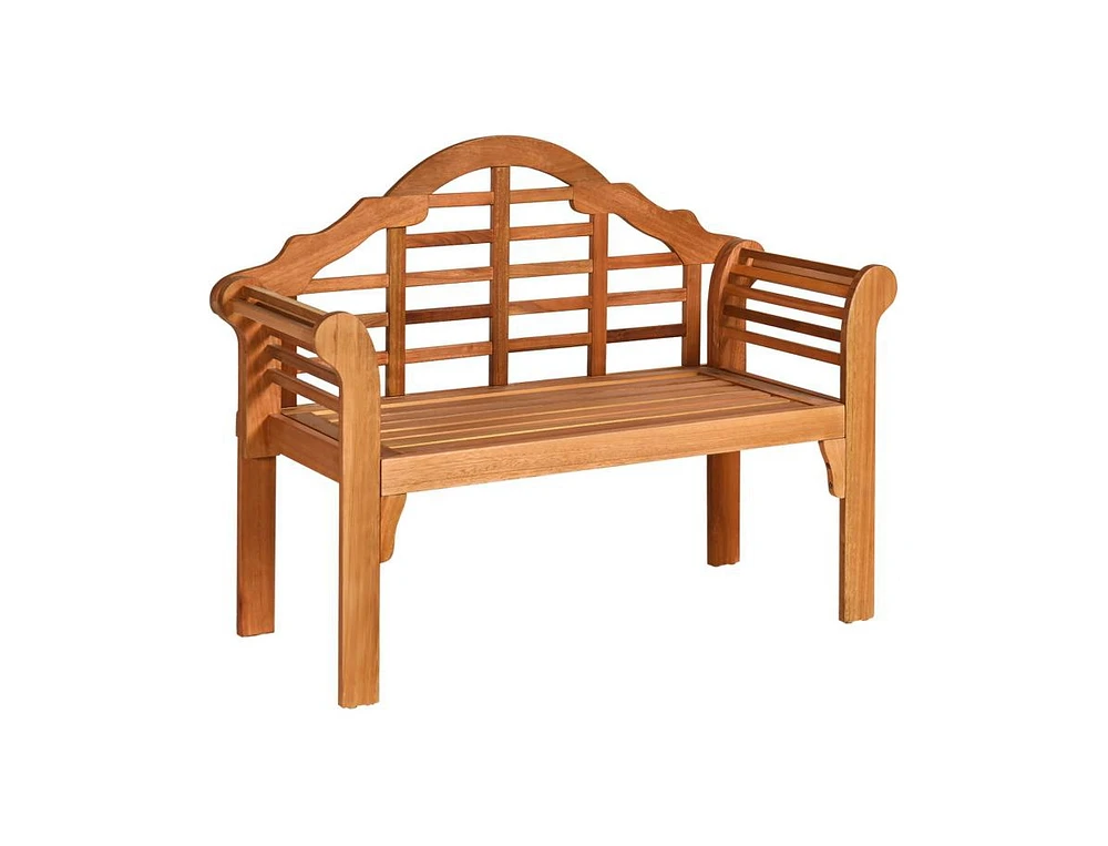 Slickblue 49 Inch Eucalyptus Wood Outdoor Folding Bench with Backrest Armrest for Patio Garden