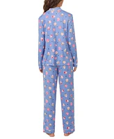 Cuddl Duds Women's 2-Pc. Printed Long-Sleeve Pajamas Set