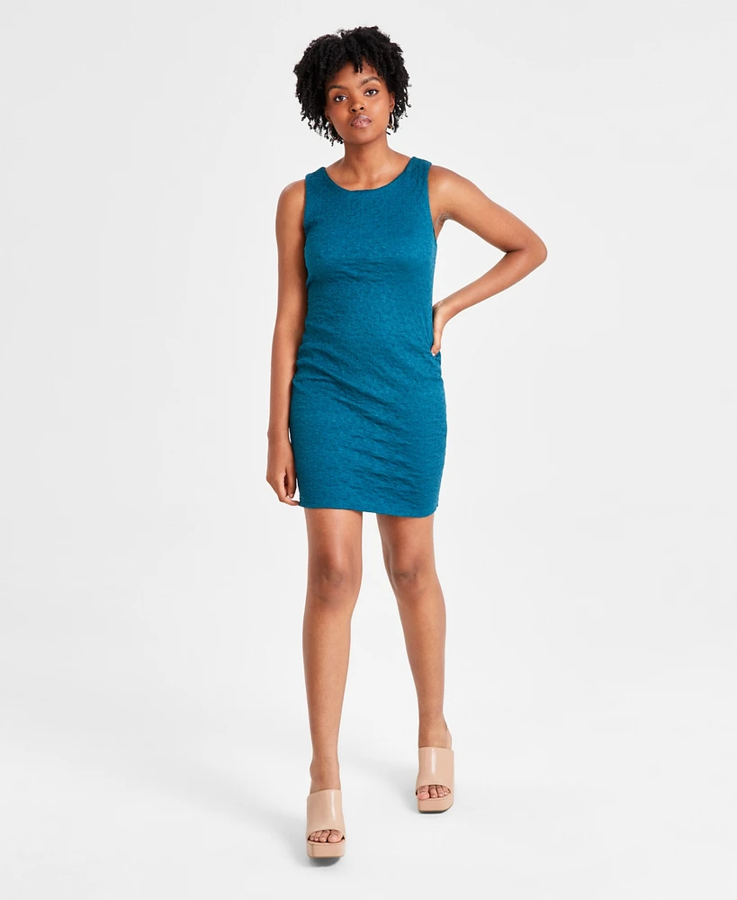 Bar Iii Women's Textured Sleeveless Crewneck Mini Dress, Created for Macy's