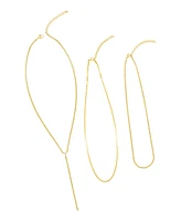 Adornia Gold Adjustable Curb Chain and Herringbone Lariat Y-Necklace Set