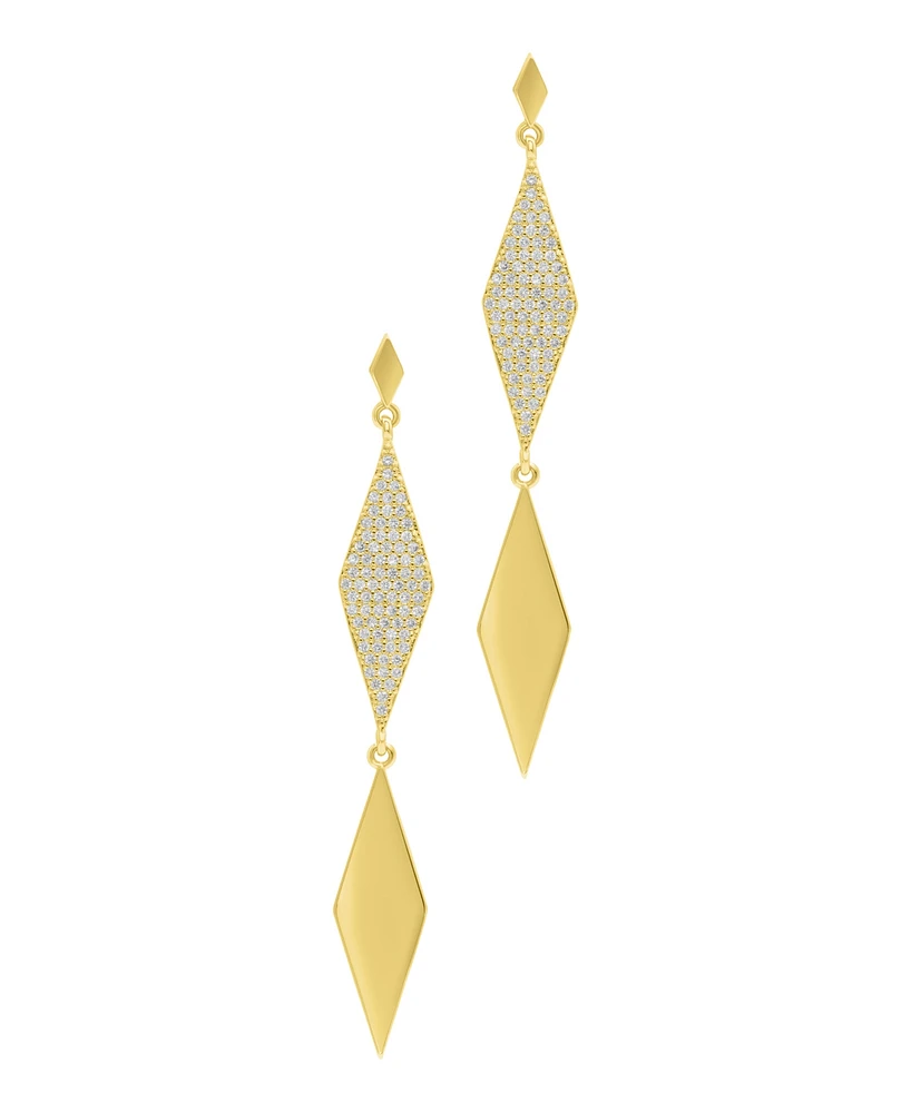 Adornia Gold Long Crystal Diamond-Shaped Drop Earrings