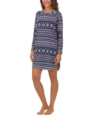 Cuddl Duds Women's Printed Long-Sleeve Sleepshirt