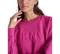 Dkny Sport Women's Varsity Puffed Logo Drawcord Sweatshirt