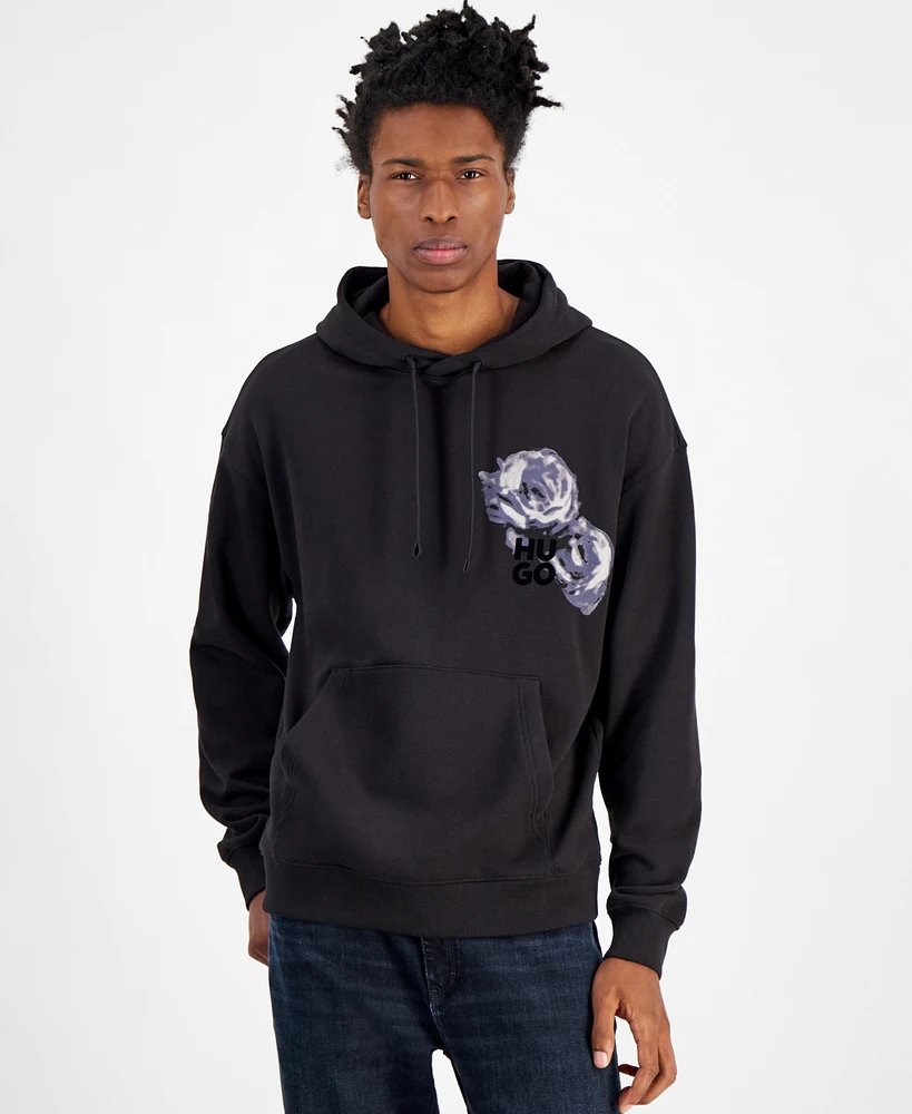 Hugo by Boss Men's Relaxed-Fit Floral Logo-Print Hoodie