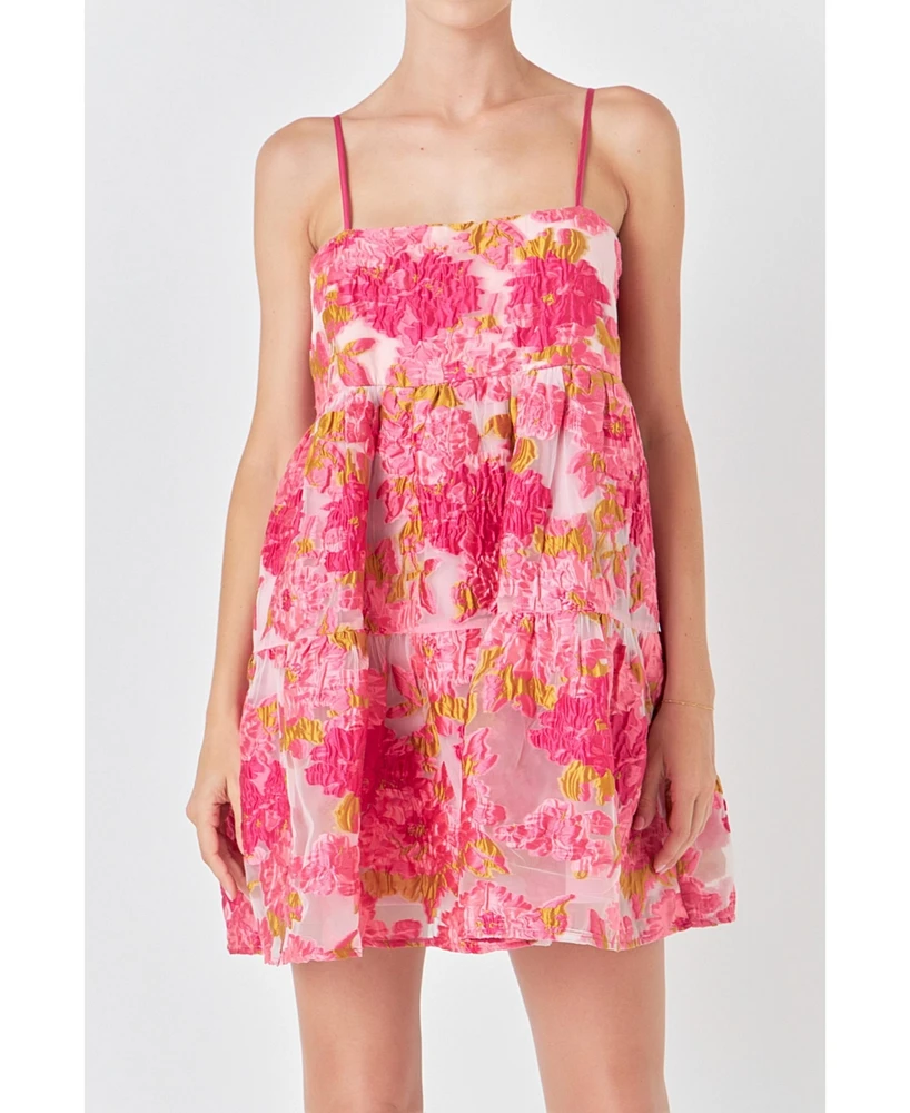 endless rose Women's Organza Floral Mini Dress