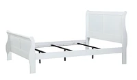 Louis Philippe White Full Size Panel Sleigh Bed Solid Wood Wooden Bedroom Furniture