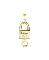 Bling Jewelry 14K YellowGold Love Words Message Lock Key Heart Pendant Necklace Pendant Necklace For Women No Chain