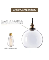 Yescom Vintage Industrial 9.8" Ball Shape Glass Ceiling Light Pendant Light Edison Lamp Clear