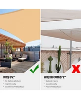2 Pack 18x18 Ft 97% Uv Block Square Sun Shade Sail Hdpe Canopy Patio Park Garden