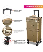 Byootique Bronze Rolling Hair Stylist Salon Makeup Cosmetic Case Artists Train Trimmer Box