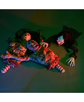 32" Animated Halloween Prop Hanging Ghost Limbless Woman Corpse Hanging Half Body Haunted House Decor