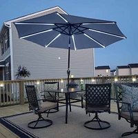 Yescom 9ft Solar Led Patio Umbrella Outdoor Parasol Backyard Sunshade Tilt with Crank