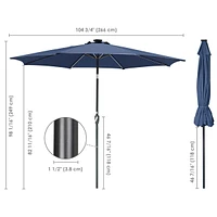 Yescom 9ft Solar Power Led Patio Umbrella Outdoor Yard Parasol Sunshade Tilt with Crank